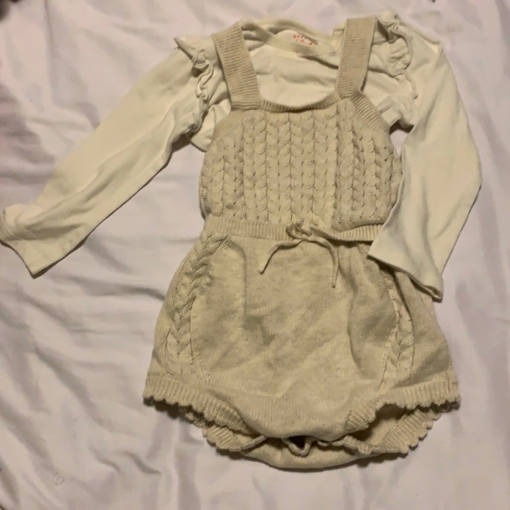 2/$10 cat & jack cable knit romper, matching shirt